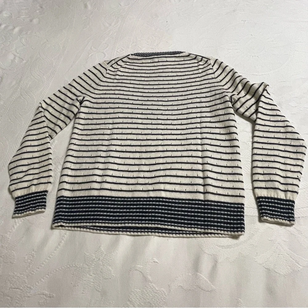 J. Crew Pointelle Sweater Crewneck Stripe Wool Alpaca Blend Casual‎ Preppy